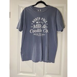 Comfort Colors Christmas Cookies T Shirt Large Blue